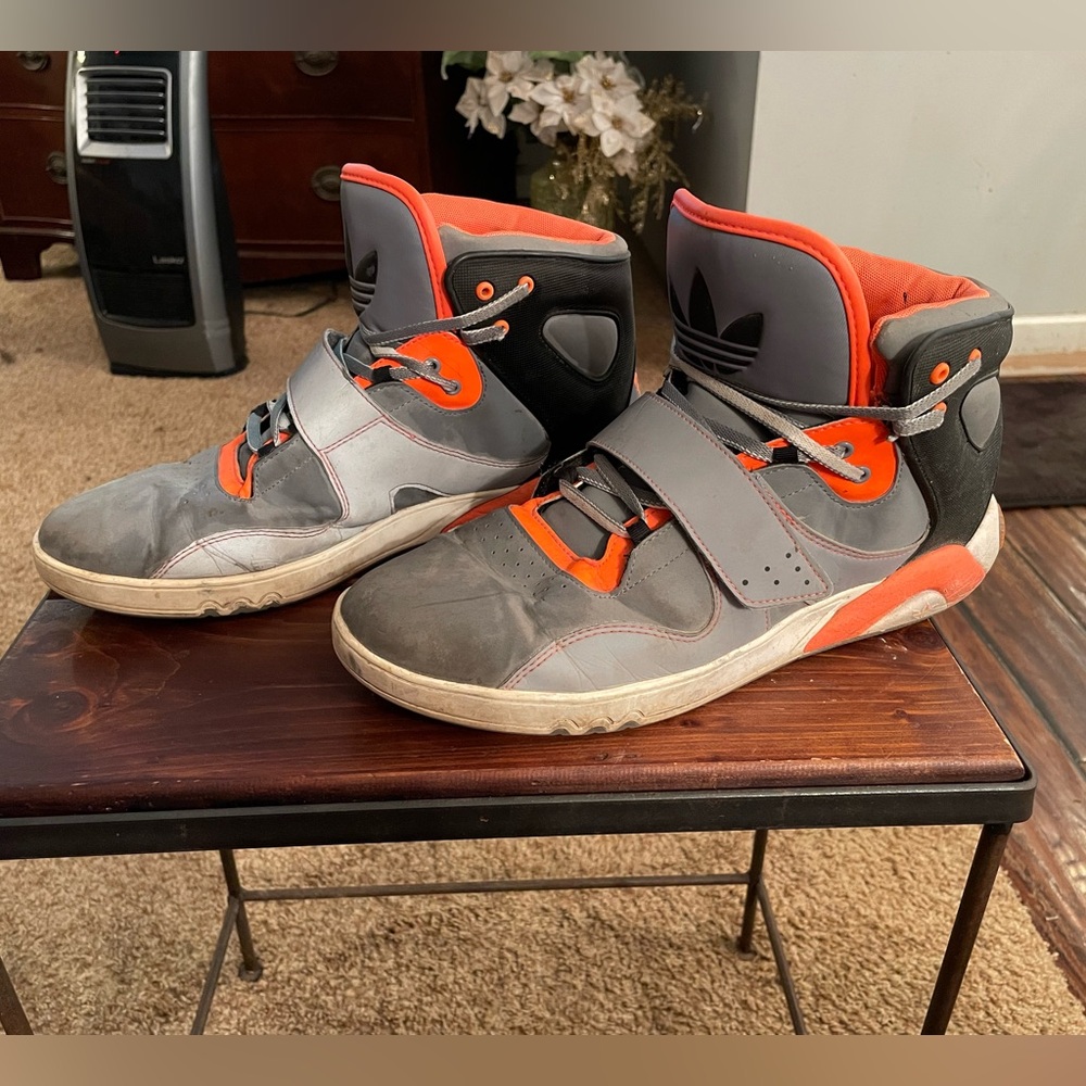 Adidas Gray and Orange vintage 05/12 Athletic Shoes with Strap Closure